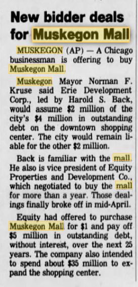 Muskegon Mall - May 1989 Article